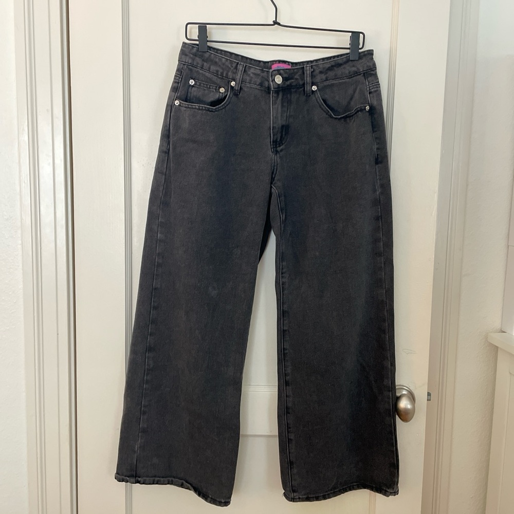 Edikted Black Flare Wide-Leg Jeans